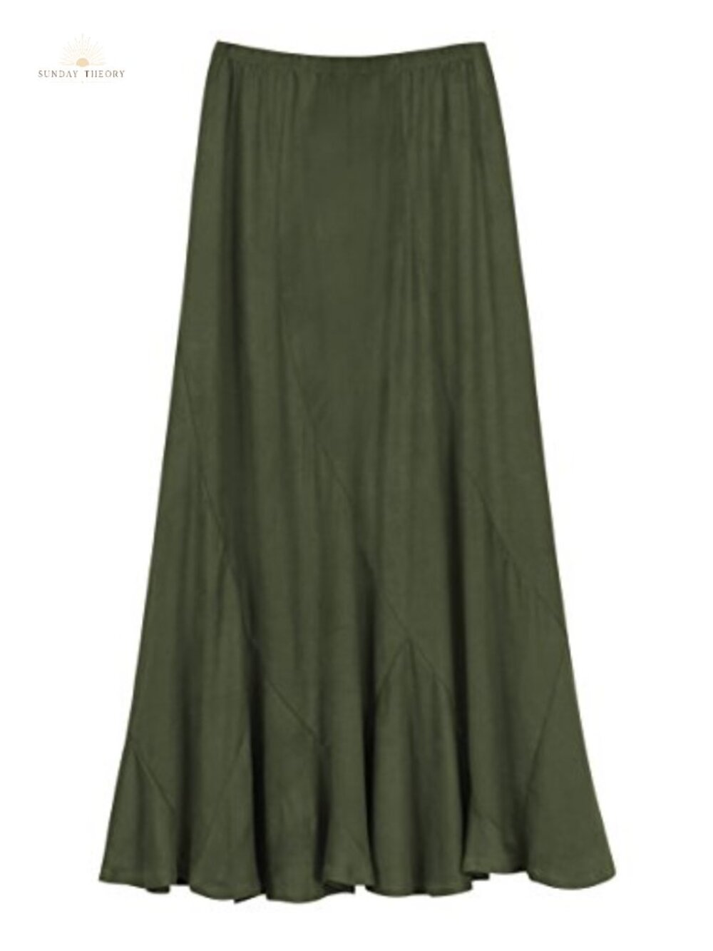 Faux Suede High Waisted A-Line Midi Skirt Pull-On Elastic Waist - Picture 2 of 5